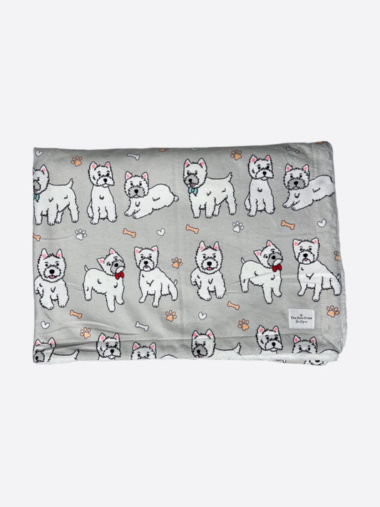 The Westie Dog Blanket - Grey