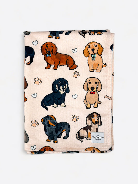 The Dachshund Dog Towel - Beige