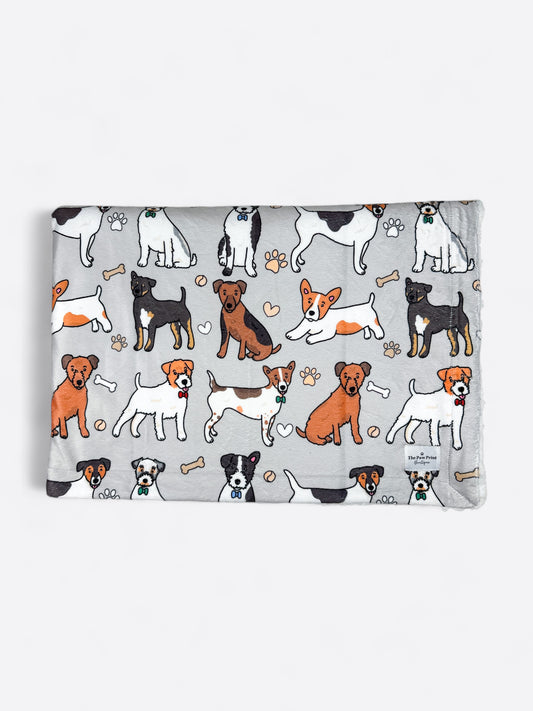 The Jack Russell Dog Blanket - Grey