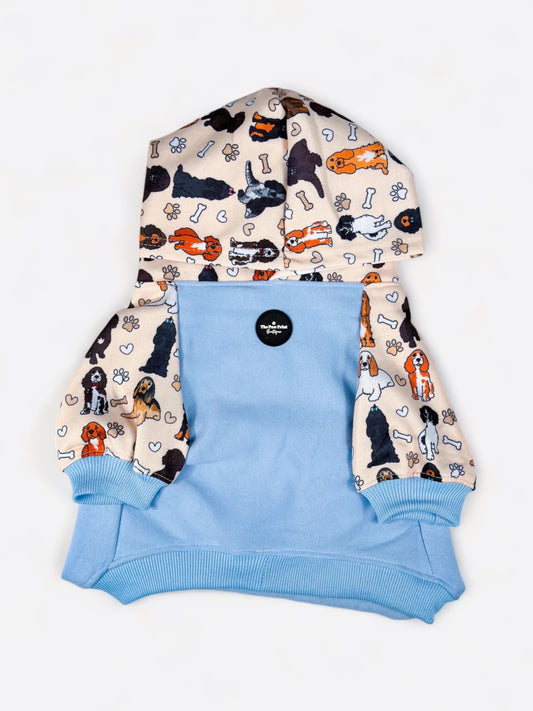 The Spaniel Dog Hoodie - Baby Blue