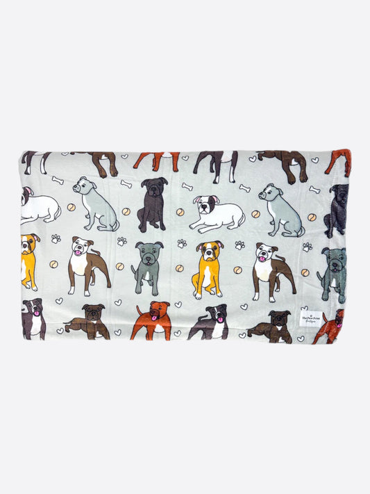 The Staffy Dog Blanket - Grey