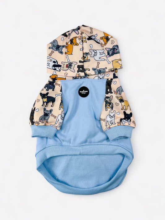 The French Bulldog Dog Hoodie - Baby Blue