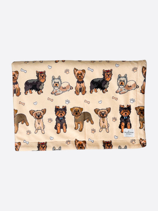 The Yorkie Dog Blanket - Beige