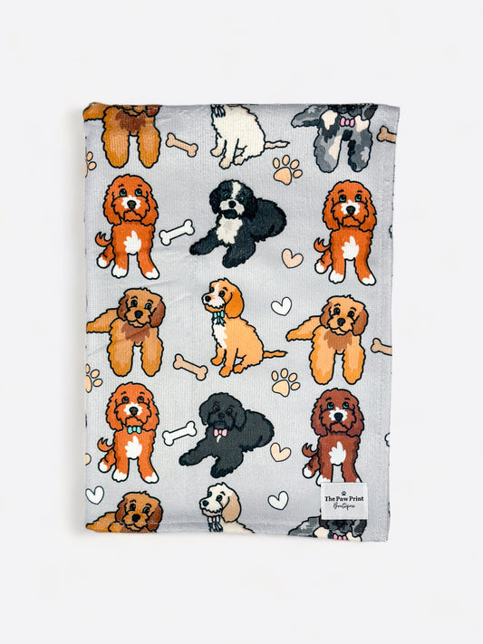 The Poodles & Doodles Dog Towel - Grey