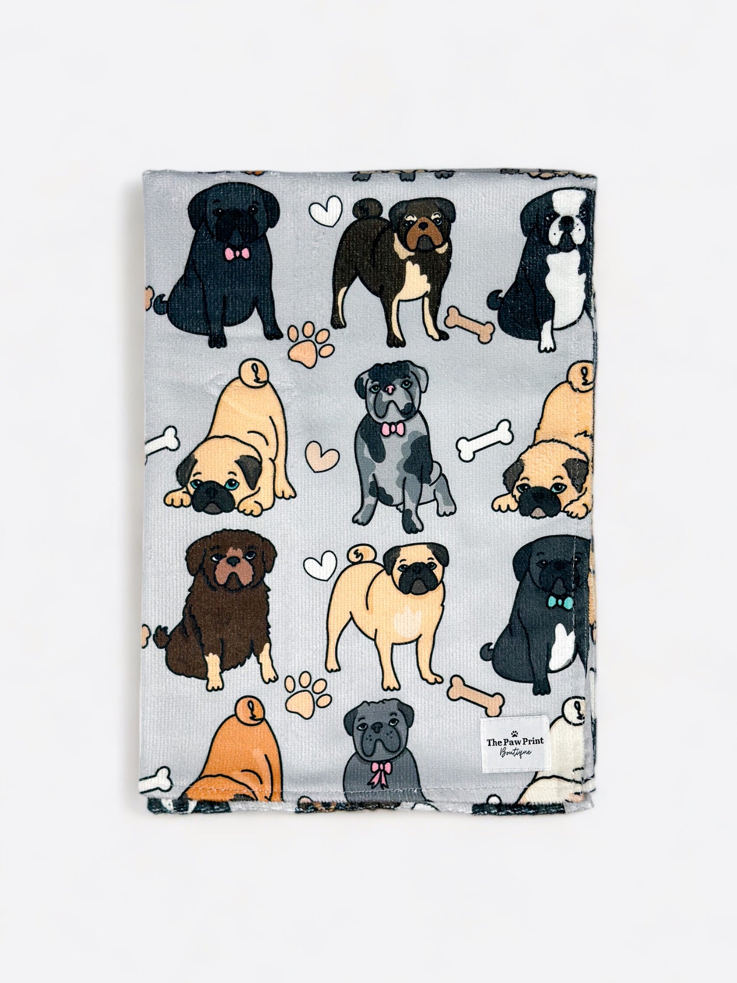 The Pug Dog Towel - Grey