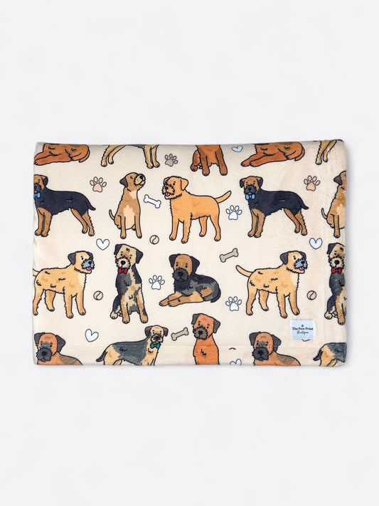 The Border Terrier Dog Blanket - Beige