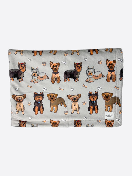 The Yorkie Dog Blanket - Grey