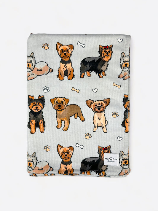 The Yorkie Dog Towel - Grey