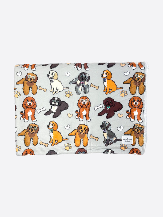 The Poodles & Doodles Dog Blanket - Grey