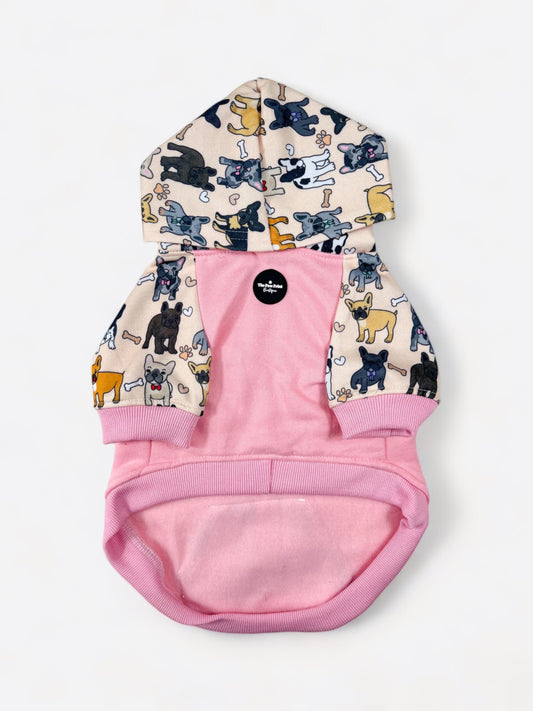 The French Bulldog Dog Hoodie - Baby Pink