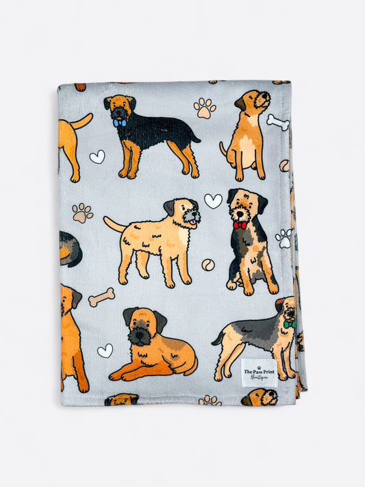 The Border Terrier Dog Towel - Grey