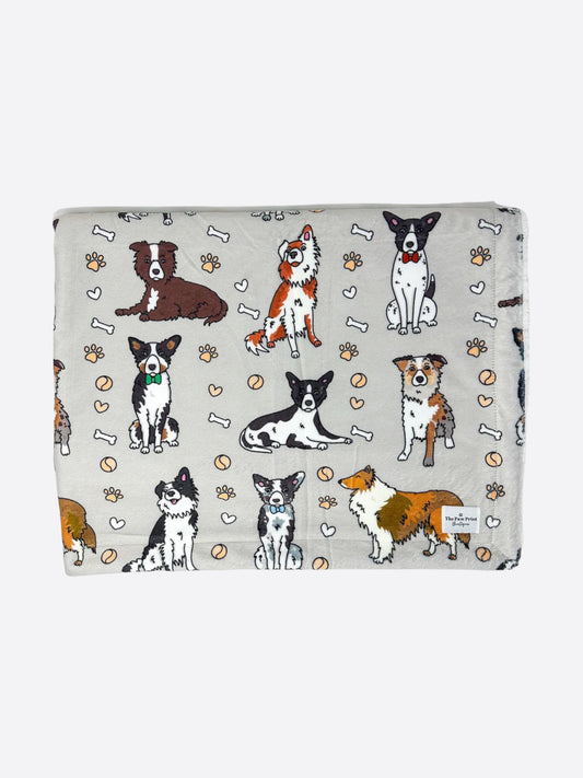 The Collie Dog Blanket - Grey