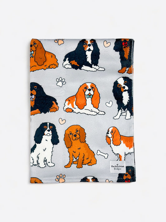 The Cavalier Dog Towel - Grey