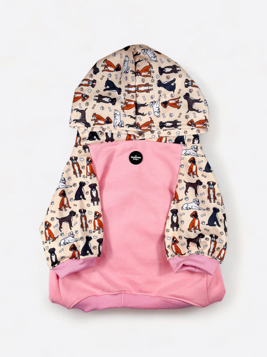 The Boxer Dog Hoodie - Baby Pink