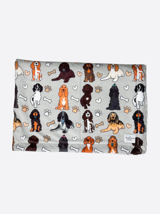 The Spaniel Dog Blanket - Grey