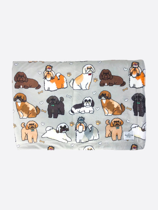 The Shih Tzu Dog Blanket - Grey