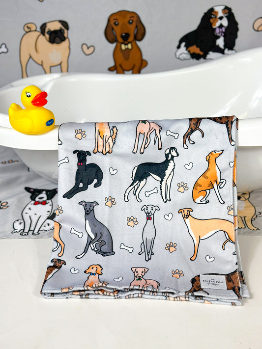 The Sighthound Dog Towel - Grey
