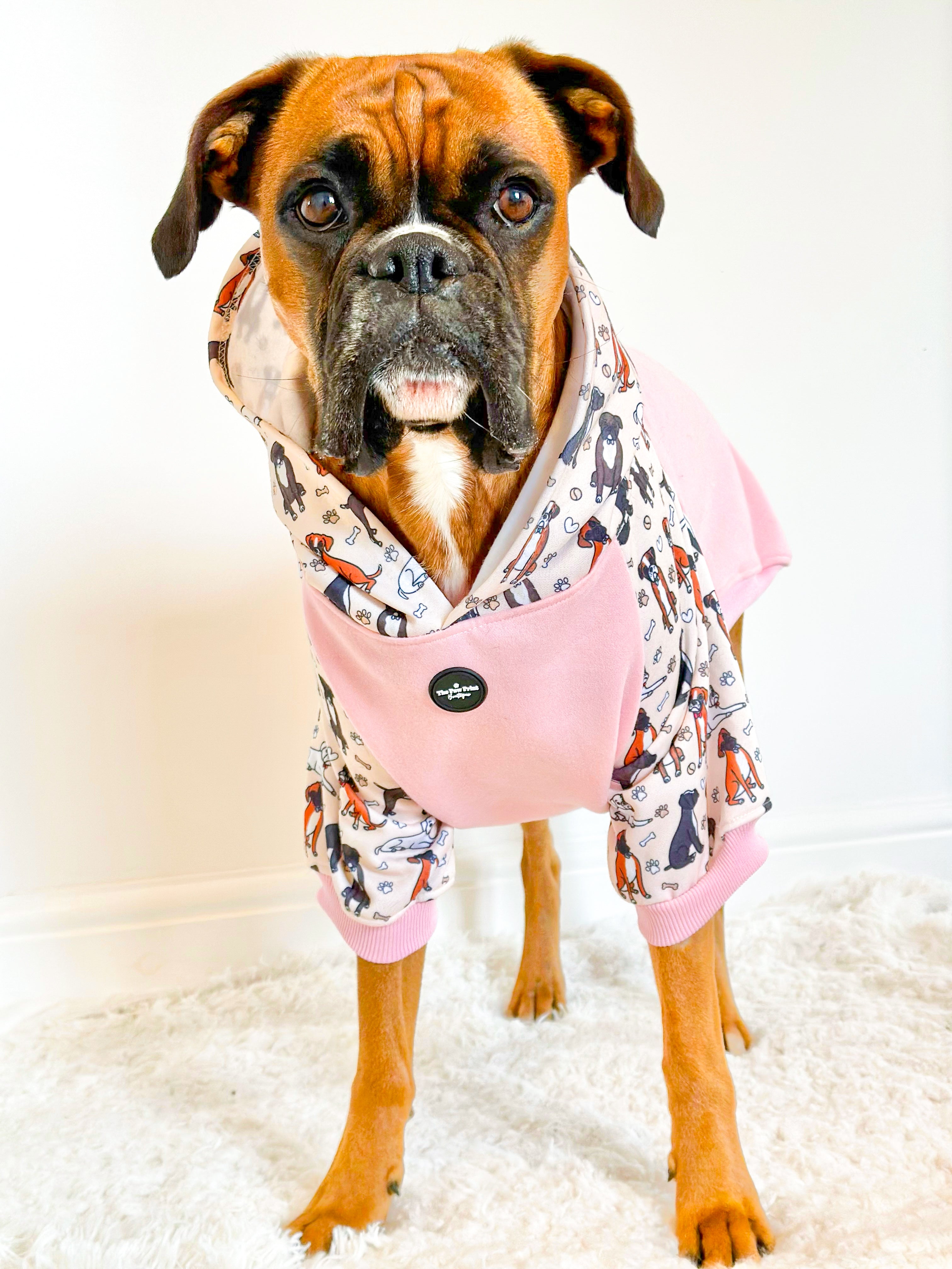 The Boxer Dog Hoodie Baby Pink The Paw Print Boutique